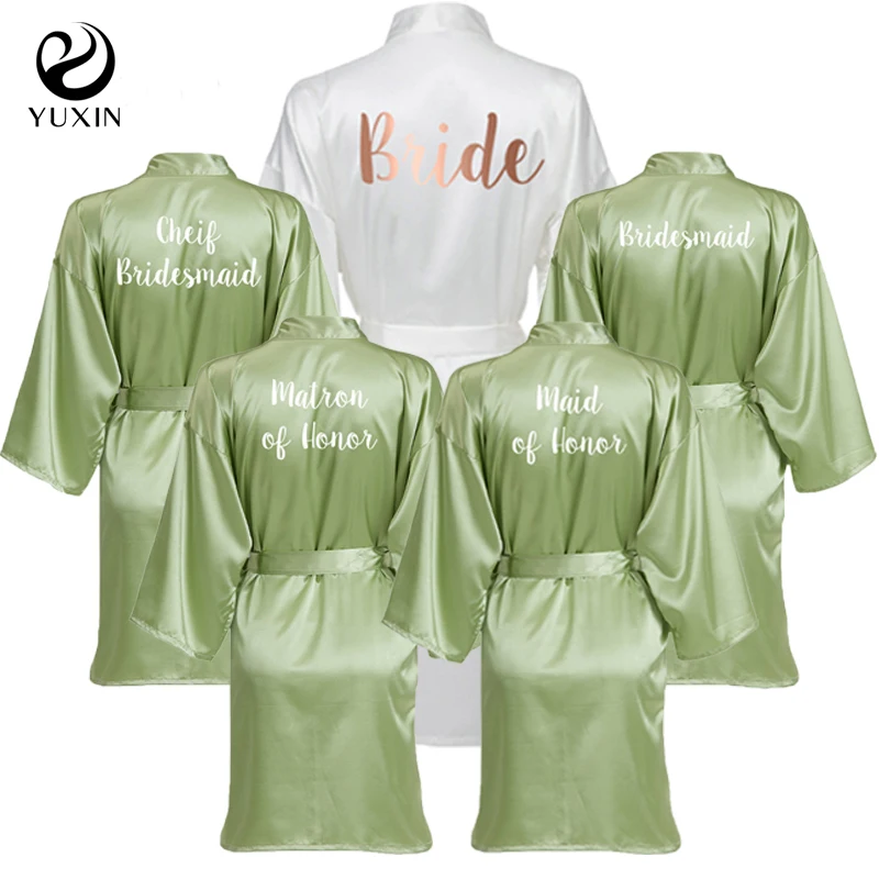 Top Trends: Bridal Robes Wedding Bridesmaid Morning Robe Short Satin Robes Custom Robe Sage Green Bride Robe Shoppable Styles