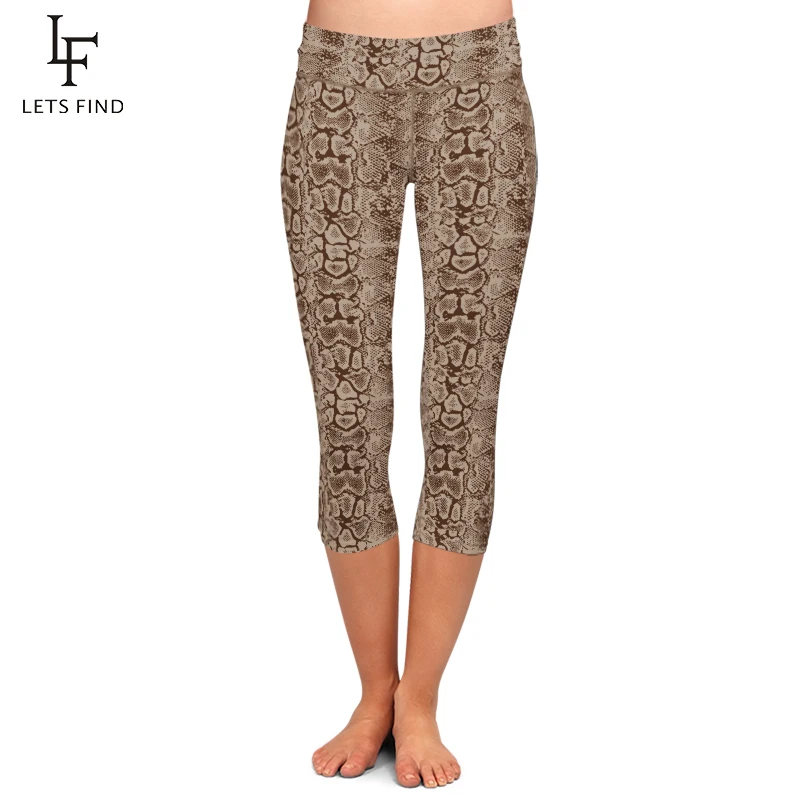 Top Trends: LETSFIND Summer Pants 3D Snake Skin Print Women Sexy Capri Leggings High Waist Fitness Elastic Slim Mid-Calf Leggings Shoppable Styles