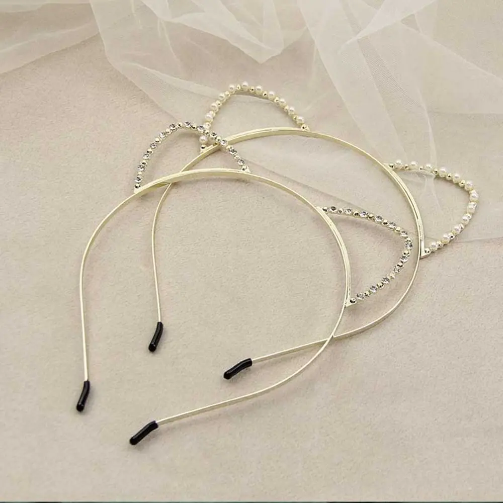 Top Trends: NEW Cute Cat Ear Headband For Women Girl Hairband Simple Rhinestones Pearl Hair Hoop Fashion Headwear Hair Accessories Shoppable Styles