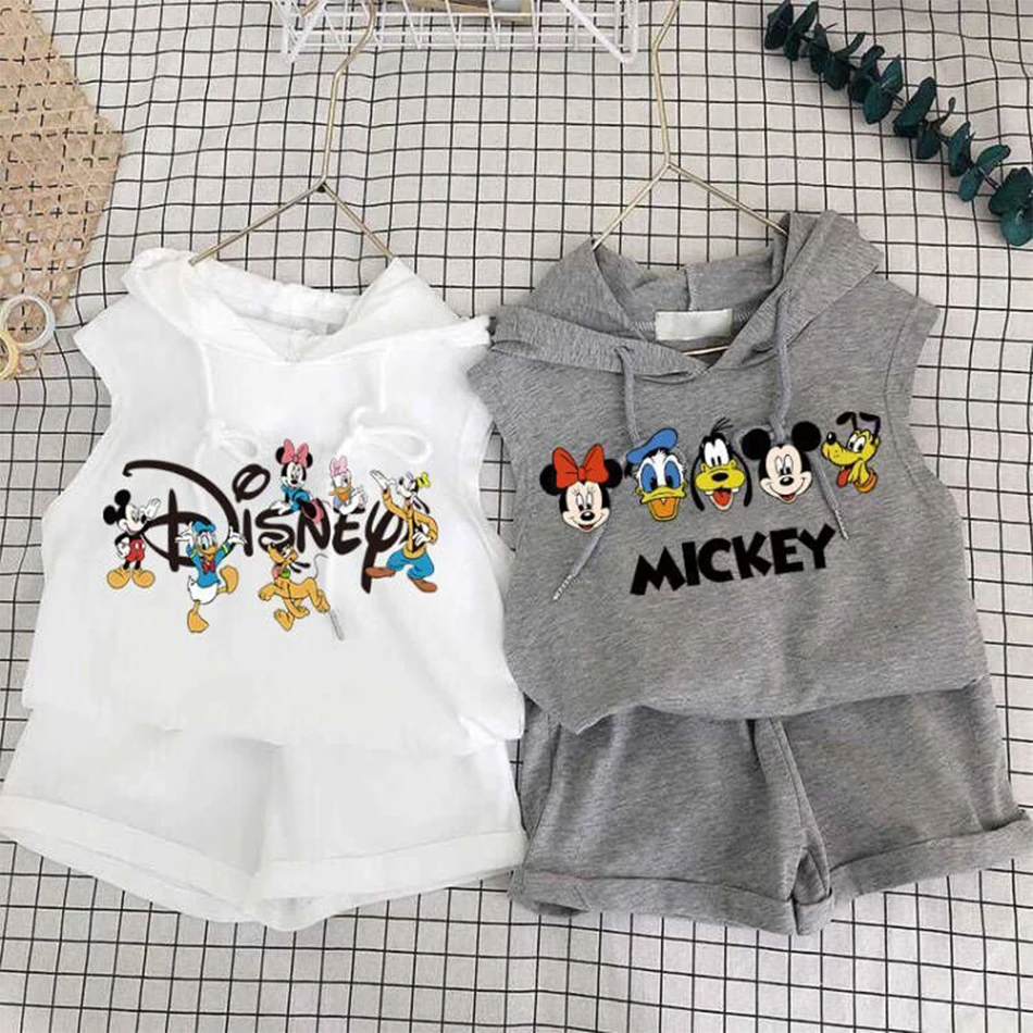 Top Trends: Disney Children's Tank Top Hooded Set 2023 Summer New Shorts Men's Women's Set Baby Young Children's Fashionable Two Piece Set Shoppable Styles