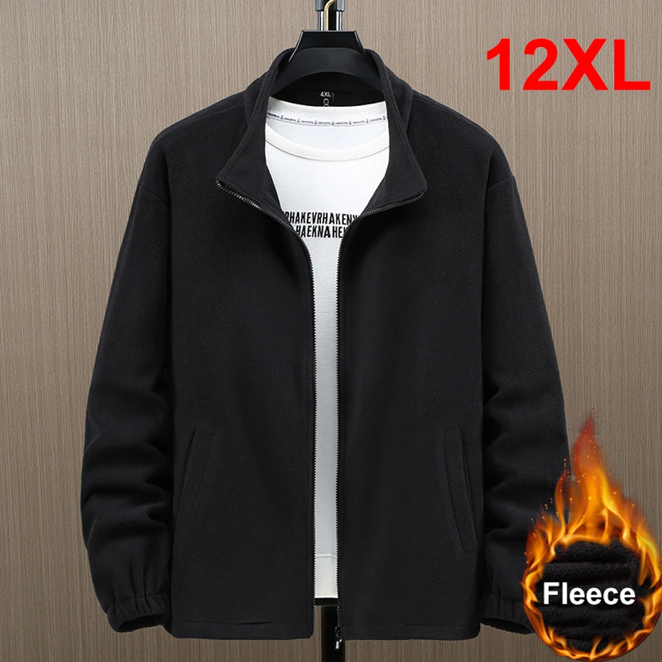 Top Trends: Solid Color Polar Fleece Jacket Men Winter Thcik Warm Fleece Jacket Coat Plus Size 12XL Fashion Casual Polar Fleece Coat Male Shoppable Styles