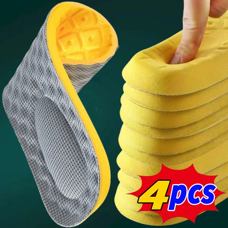 Top Trends: 2 / 4pcs Men's Latex Memory Foam Insoles Women Sport Running Foot Support Shoe Pad Breathable Orthopedic Feet Care Insert Cushion Shoppable Styles