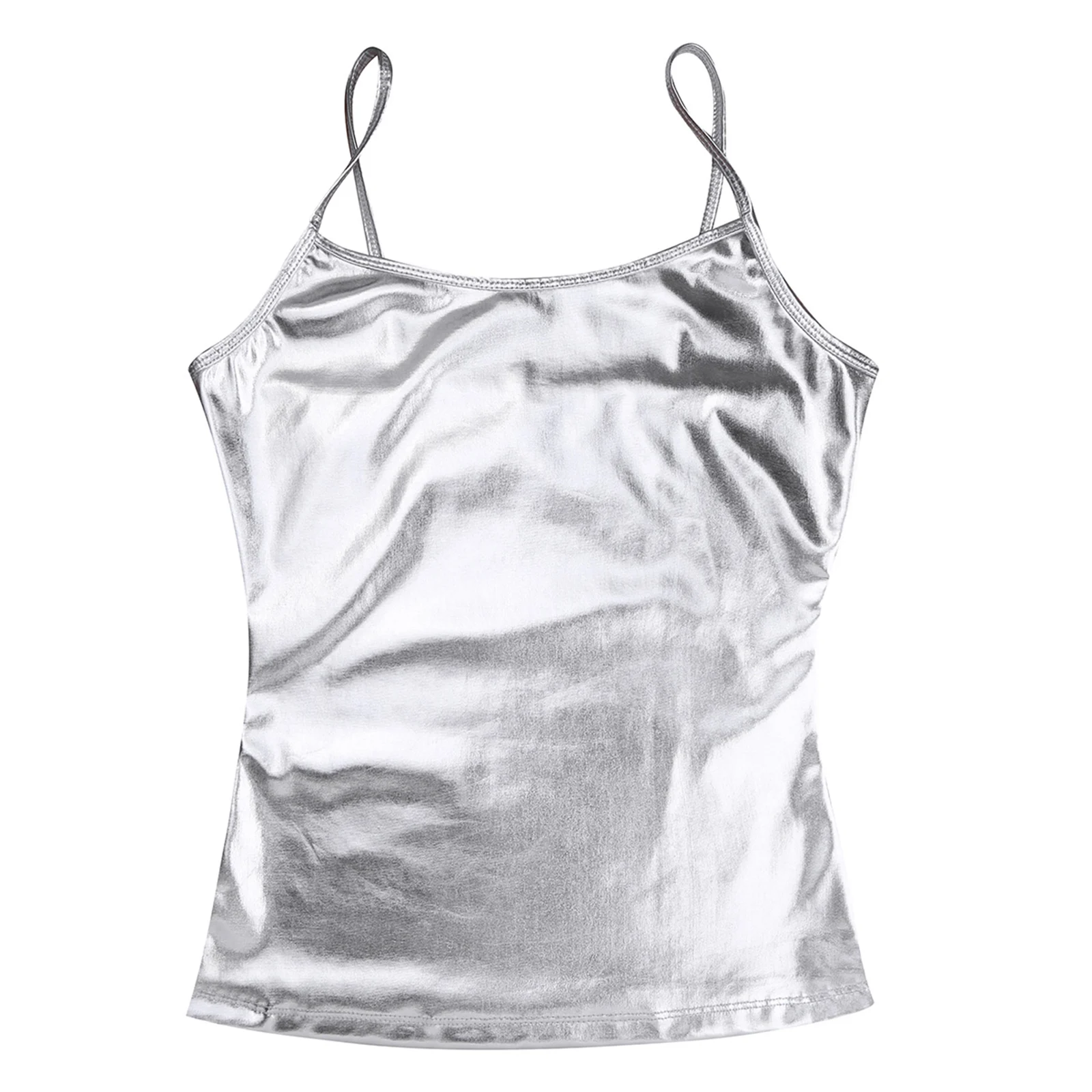 Top Trends: Mens Shiny Patent Leather Spaghetti Straps Sleeveless Vest Top Metallic Yoga Jazz Dance Hip Hop Costume Performance Camisole Shoppable Styles - Image 2