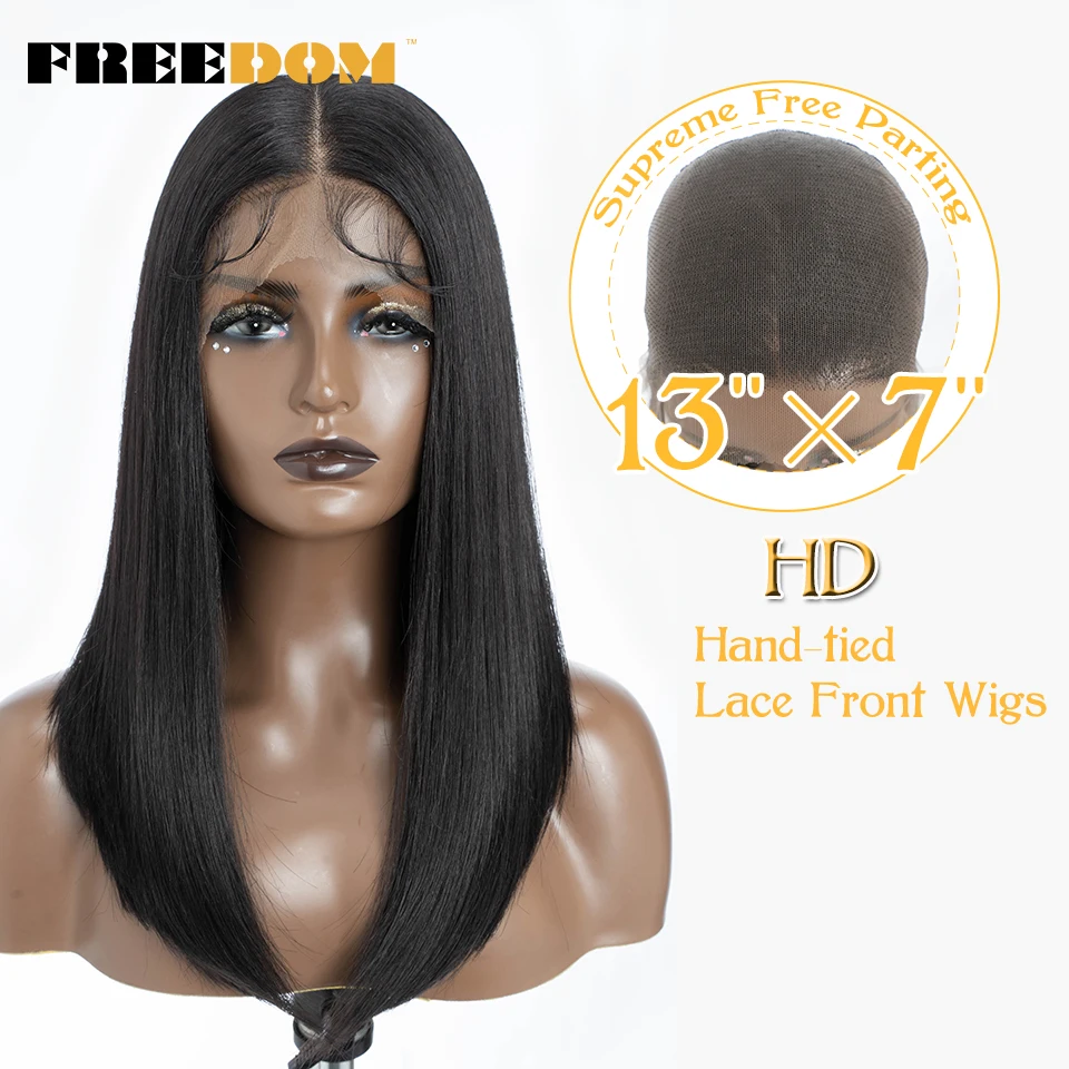 Top Trends: FREEDOM 13X7 Synthetic Lace Front Wigs For Black Women Straight Long Bob Lace Wigs Ombre Pink Blue Cosplay Wigs Heat Resistant Shoppable Styles