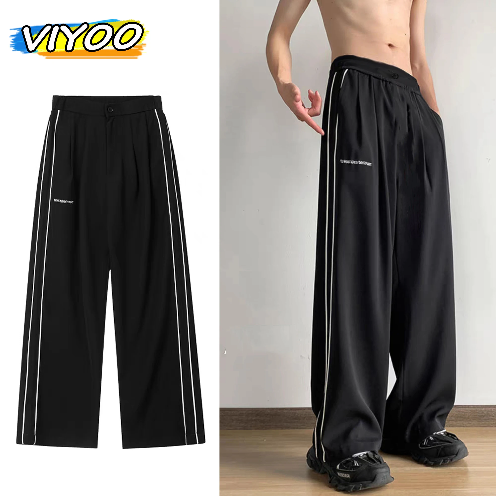 Top Trends: Men's Clothing Summer Striped Sweatpants Track Baggy Wide Y2K Pants Jogging Cargo Pants Trousers Men Techwear Korean Gothic 2023 Shoppable Styles