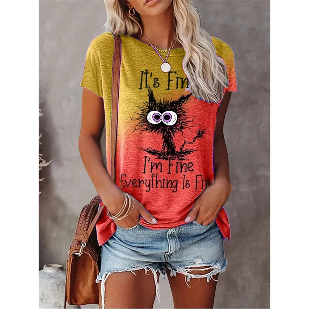 Top Trends: Summer New Women's Fashion T-shirt Round Neck Daily Top Shirt Casual Women's 3D Printed T Shirt Regular Street Femmes Wear 6XL Shoppable Styles