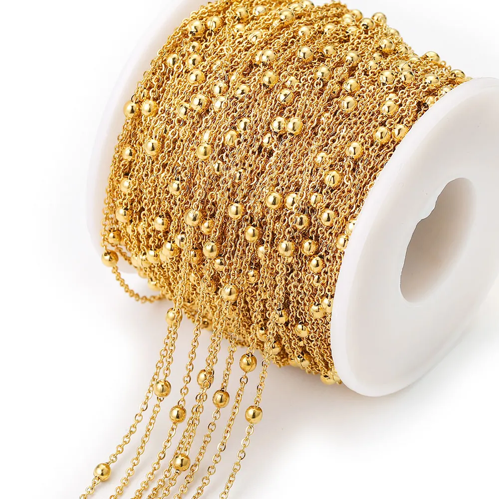 Top Trends: 2M Stainless Steel Beaded Ball Cable Rolo Chains Bulk Plating Gold Chain For Jewelry Making Supplies Necklace Wholesale Items Shoppable Styles