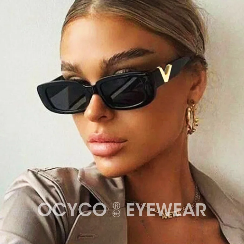 Top Trends: 2023 Retro Cat Eye Frame Sunglasses Women Luxury V Sun Glasses Men Fashion Rectangle Jelly Glasses With Metal Hinges UV400 Shoppable Styles