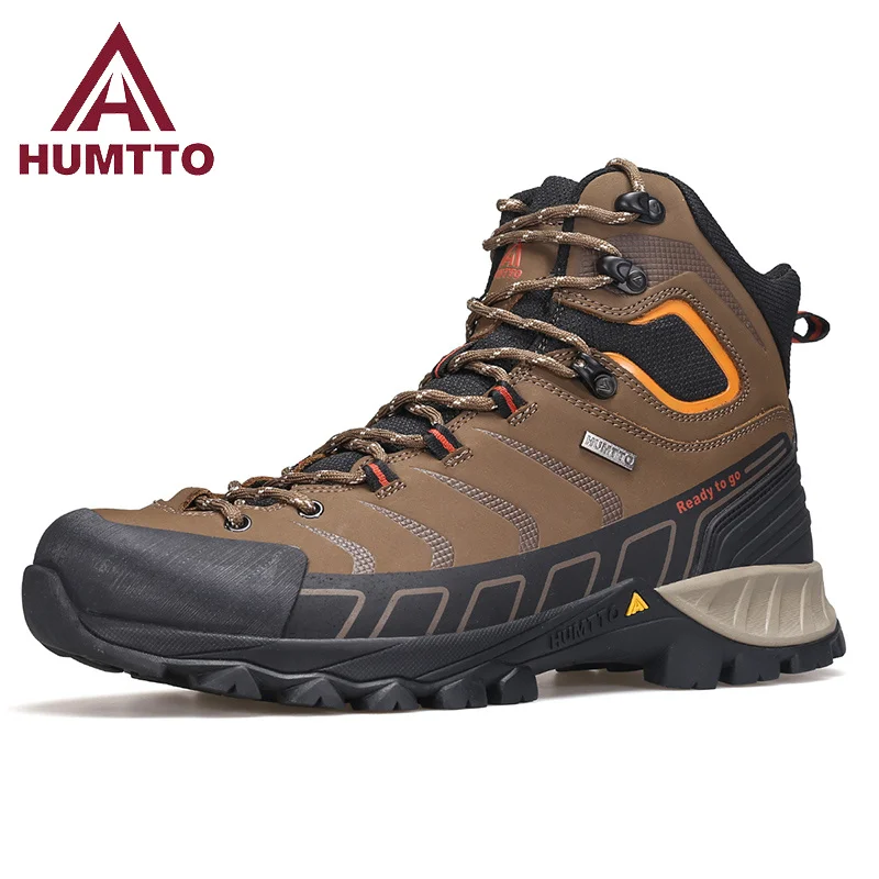 Top Trends: HUMTTO Leather Hiking Boots Luxury Designer Waterproof Outdoor Shoes For Men Climbing Trekking Sneakers Mens Safety Ankle Boots Shoppable Styles