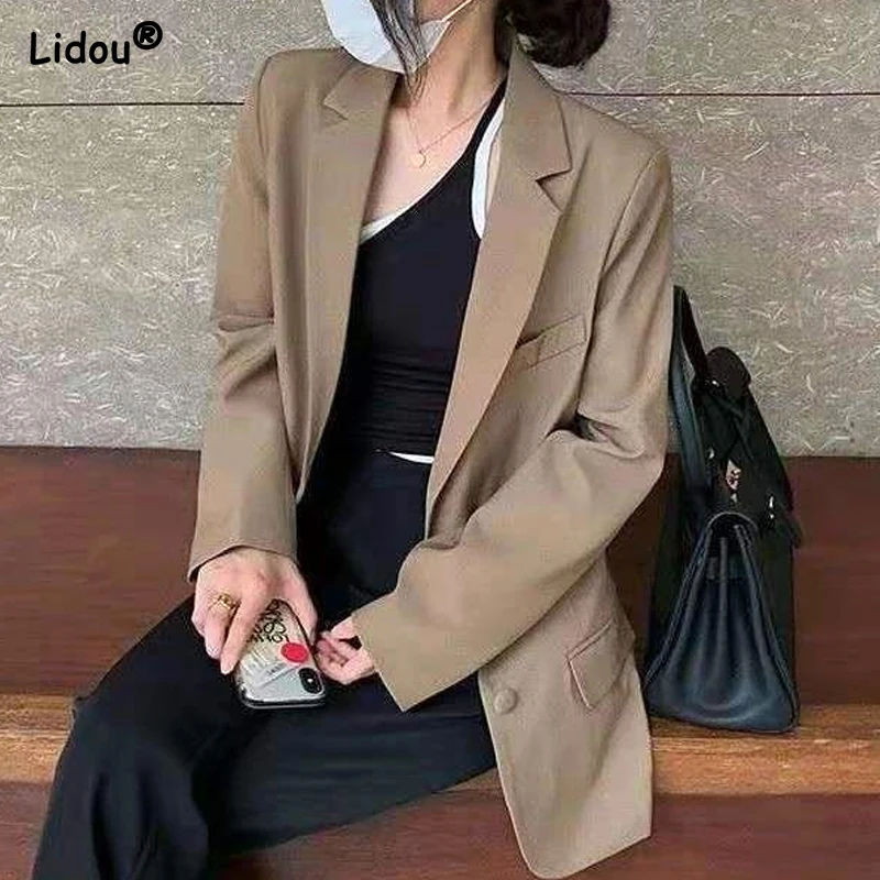 Top Trends: Pockets Notched Solid Blazers Loose Simplicity Coat Button Regular Casual Formal Women&#039;s Clothing Thin Spring Summer Patchwork Shoppable Styles