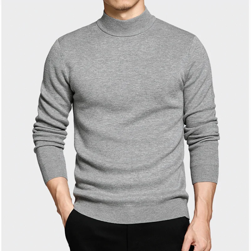 Top Trends: Men Autumn And Winter Korean Style New Half-turtleneck Pullover Knit Sweater Solid Color Warm Slim Versatile Long-sleeved Top Shoppable Styles