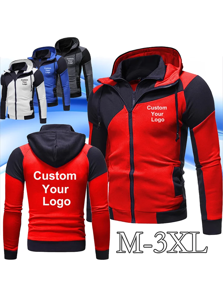 Top Trends: Autumn Winter Fashion Men Custom Your Logo Double Zipper Sweatshirt Hoodie Jacket Hoodies Jacket Sportswear Male Hoodie Jacket Shoppable Styles