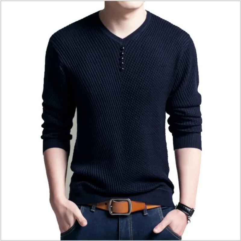 Top Trends: Autumn And Winter Men&#039;s Pullover V-Neck Solid Button Tee T-shirt Vacation Fashion Office Lady Casual Formal Knit Bottom Tops Shoppable Styles