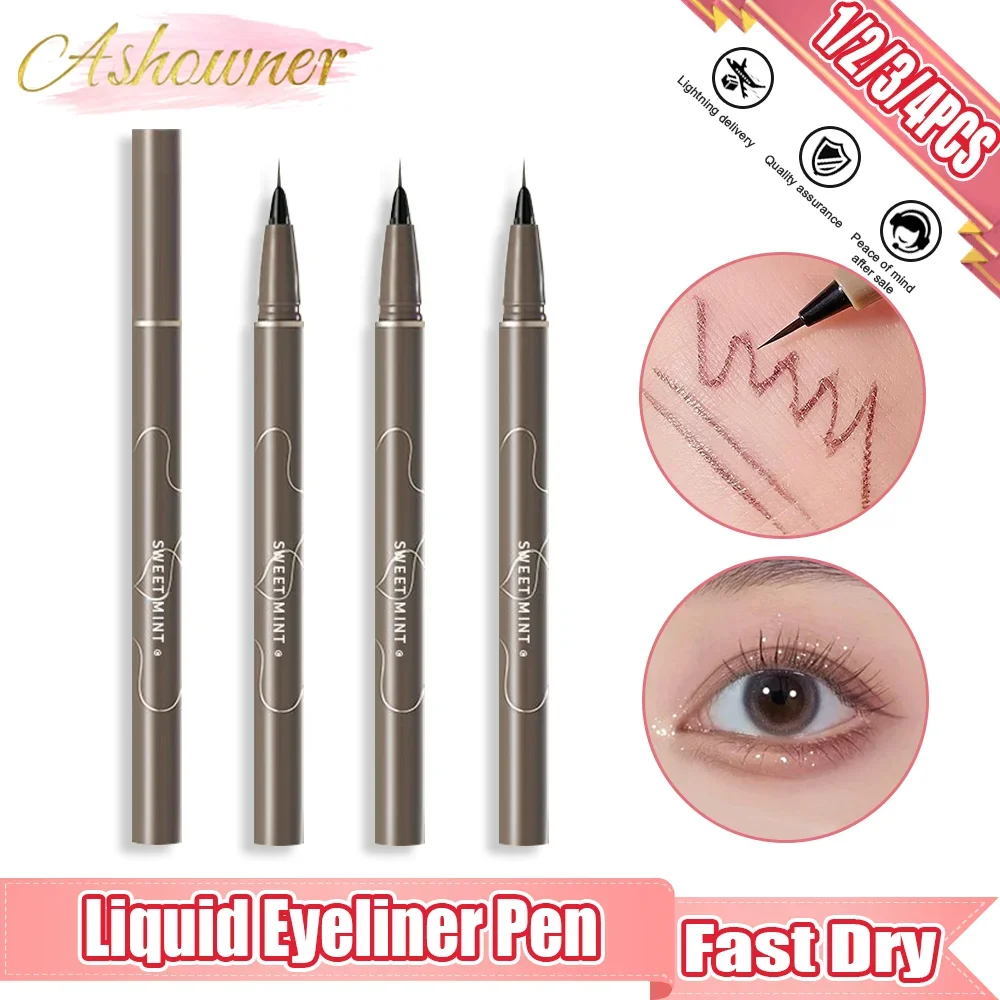 Top Trends: 1 / 2 / 3 / 4PCS Ultra-thin Liquid Eyeliner Pen Black Waterproof Fast Dry Eyeliner Pencil Long-lasting Non Smudging Women Cosmetics Shoppable Styles