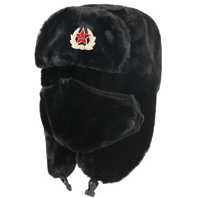 Top Trends: Russian Soviet Military Winter Bomber Hat Army Trapper Hat Ushanka Russian Fur Hat Thick Warm Plush Earflap For Skiing Hunting Shoppable Styles