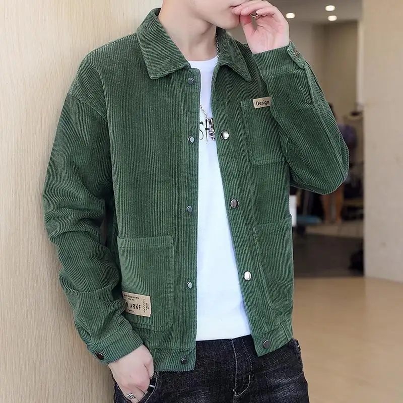 Top Trends: Fashion Lapel Button Pockets Spliced Corduroy Coats Men's Clothing 2023 Autumn Winter Loose All-match Tops Casual Jackets Shoppable Styles