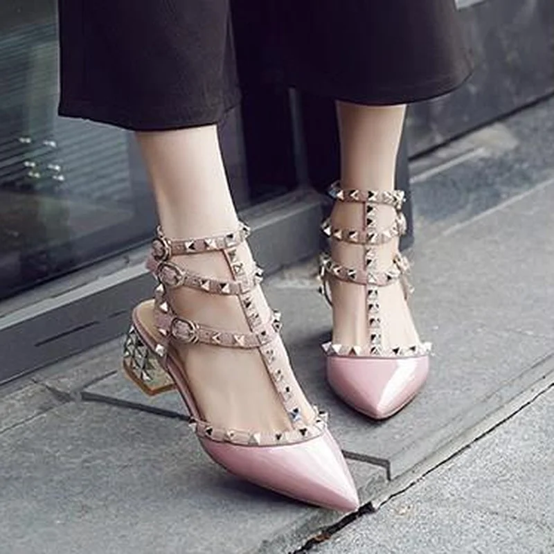 Top Trends: Party Shoes Medium Heel Elegant Block Heels For Women Chunky Sandal Rhinestone Fashion Sexy Luxury Women&#039;s Sandals 2023 Designer Shoppable Styles