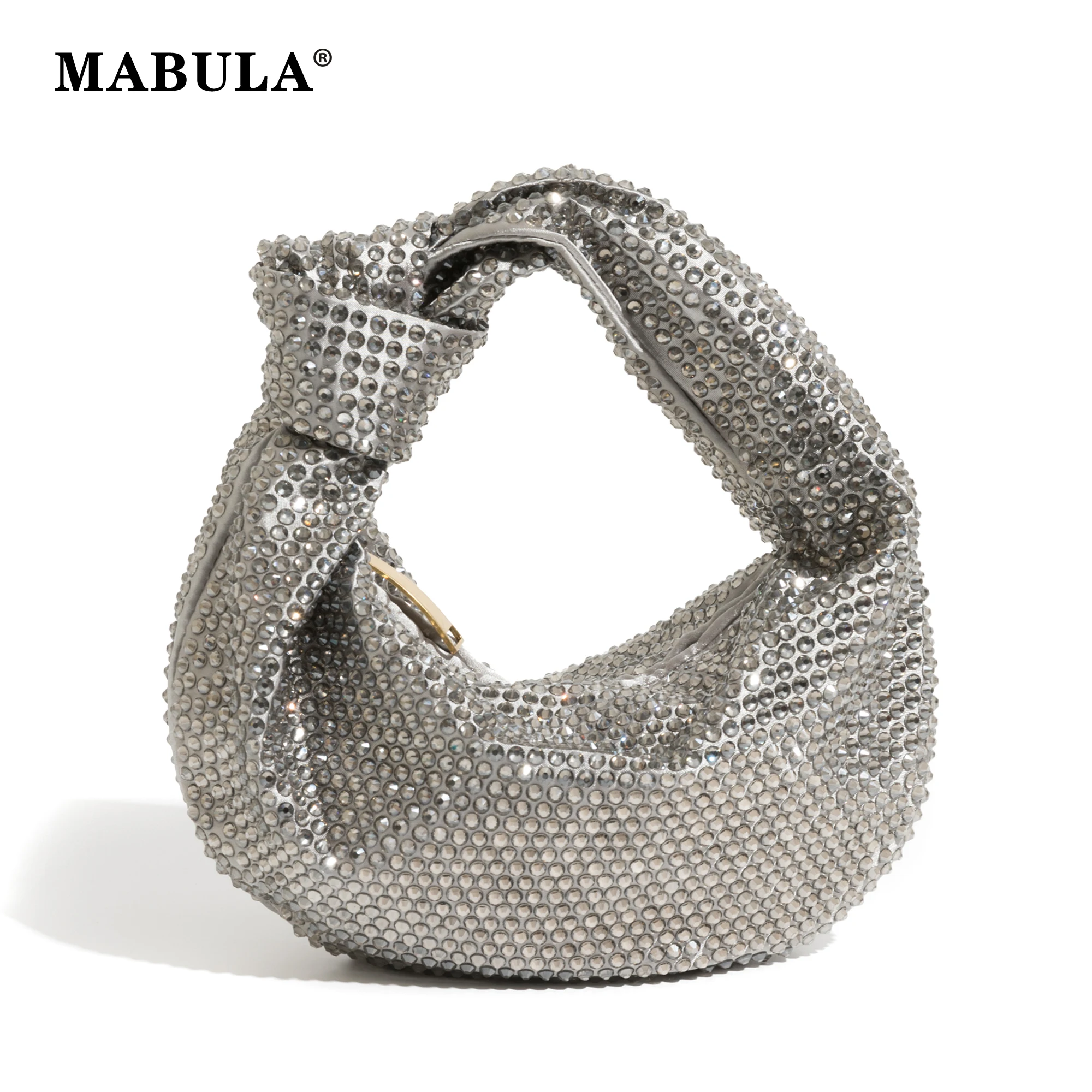 Top Trends: MABULA Designer Ladies Clutch Rhinestone Evening Purse Knoted Sparkling Crystal Diamond Wedding Handbag Luxury Glitter Party Bag Shoppable Styles