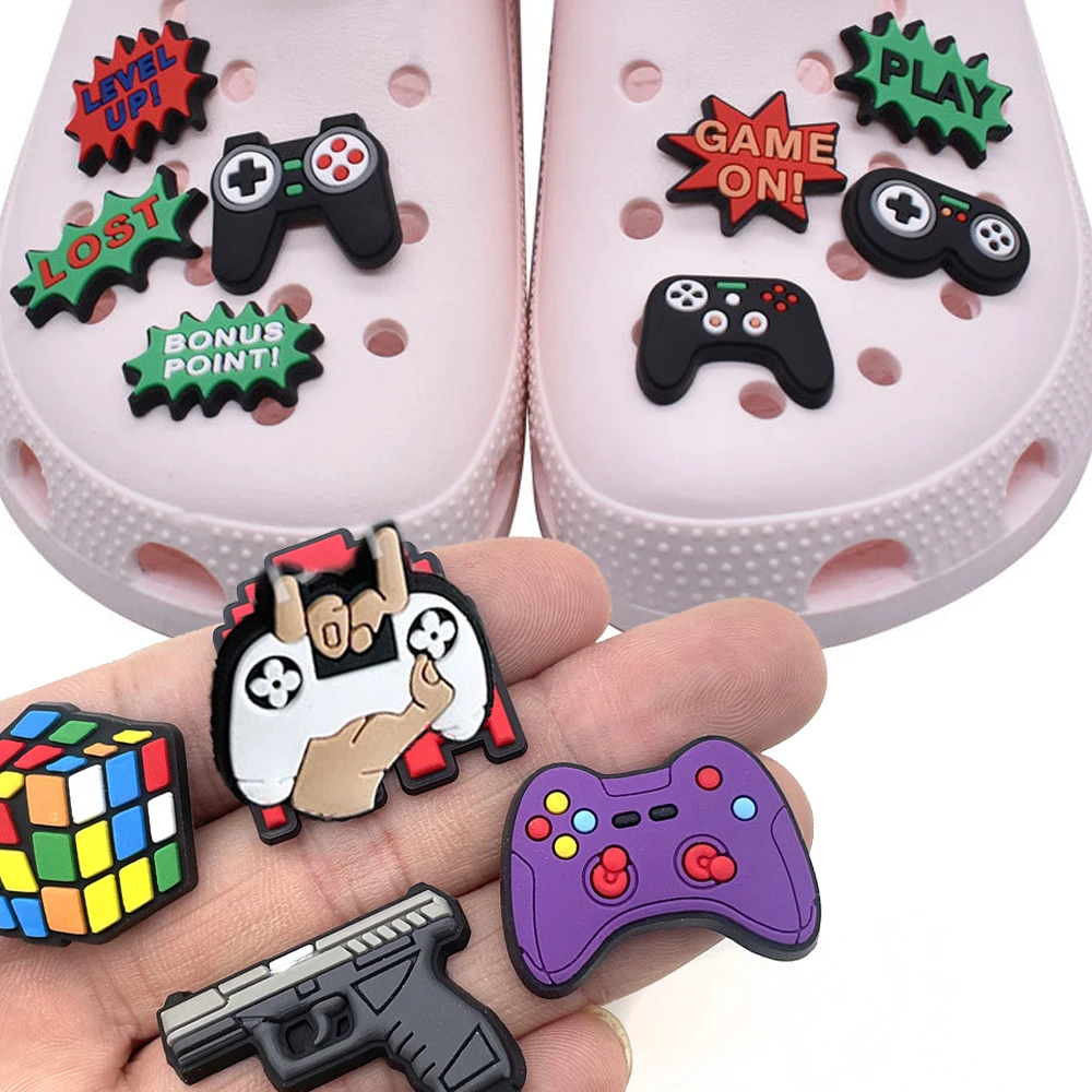 Top Trends: Wholesale 1pcs PVC Shoe Accessories For Crocs Charms Gamepad Badge Women Clogs Buckle Kids Pins Decoration Jeans X-mas Gift Shoppable Styles