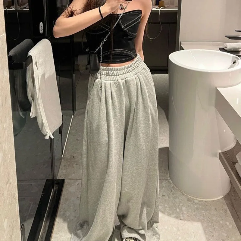 Top Trends: Deeptown Oversized Gray Wide Sweatpants Women Baggy Korean Fashion Sport Jogger Pants Autumn Winter Streetwear Trousers Vintage Shoppable Styles