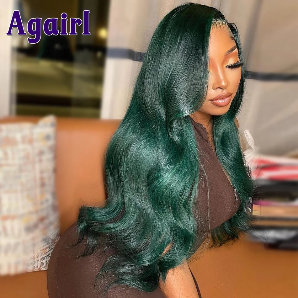 Top Trends: Olive Green Body Wave Human Hair Wigs Dark Green 13x4 / 13x6 Lace Front Wig 180% Avocado Green 5x5 Lace Closure Wigs For Women Shoppable Styles