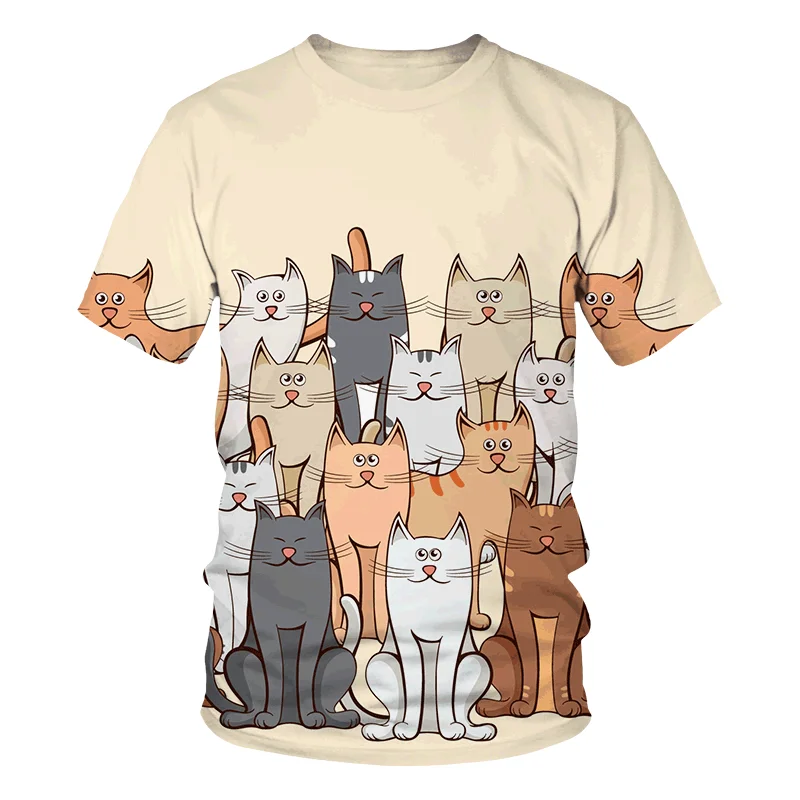 Top Trends: New Summer Tide Cartoon Cat Pattern Men T-Shirts Casual 3D Print Tees Hip Hop Personality Round Neck Short Sleeve Tops Shoppable Styles