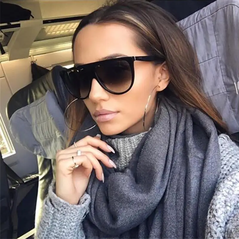 Top Trends: Flat Top Oversized Women Sunglasses Retro Shield Shape Luxy Brand Design Big Frame Shades Square Sun Glasses Women UV400 Eyewear Shoppable Styles