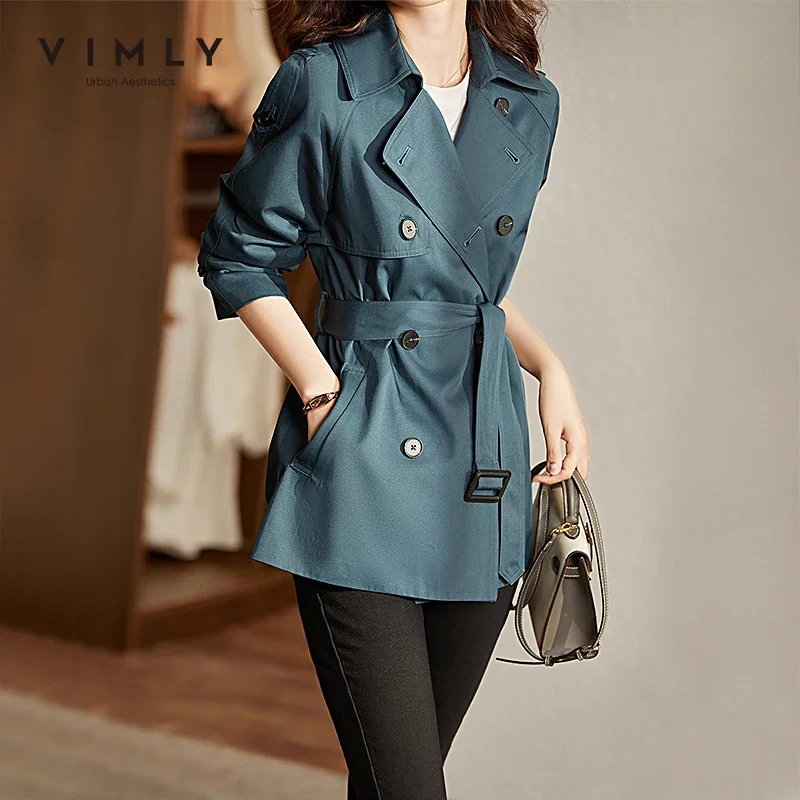 Top Trends: VIMLY Trench Coat For Women 2023 Korean Fashion Windbreaker Spring Autumn Double Breasted Belted Elegant Jacket Coats Outerwears Shoppable Styles