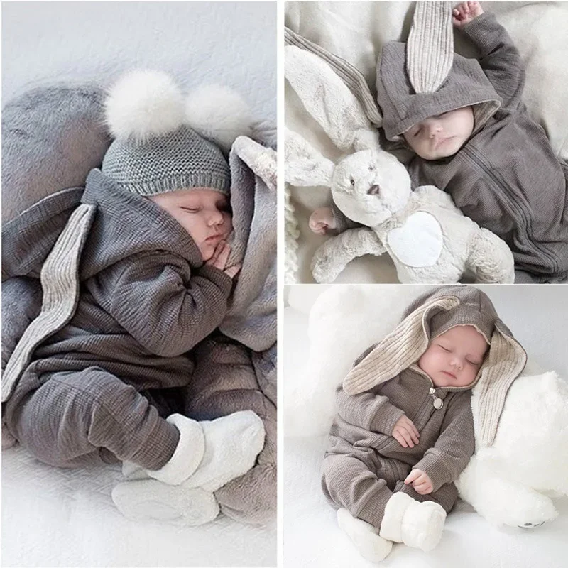 Top Trends: Cute Rabbit Ear Hooded Baby Rompers For Babies Boys Girls Clothes Newborn Clothing Jumpsuit Infant Costume Baby Outfits Fall Shoppable Styles