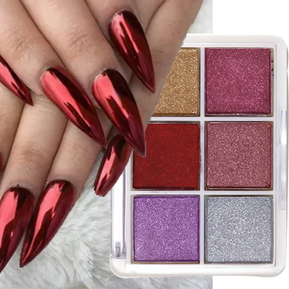 Top Trends: 4 / 6Grids / Box Red Mirror Nail Glitter Powder Aurora Solid Metal Chrome Pigment Nail Art Decoration UV Gel Polish Manicure Dust-* Shoppable Styles