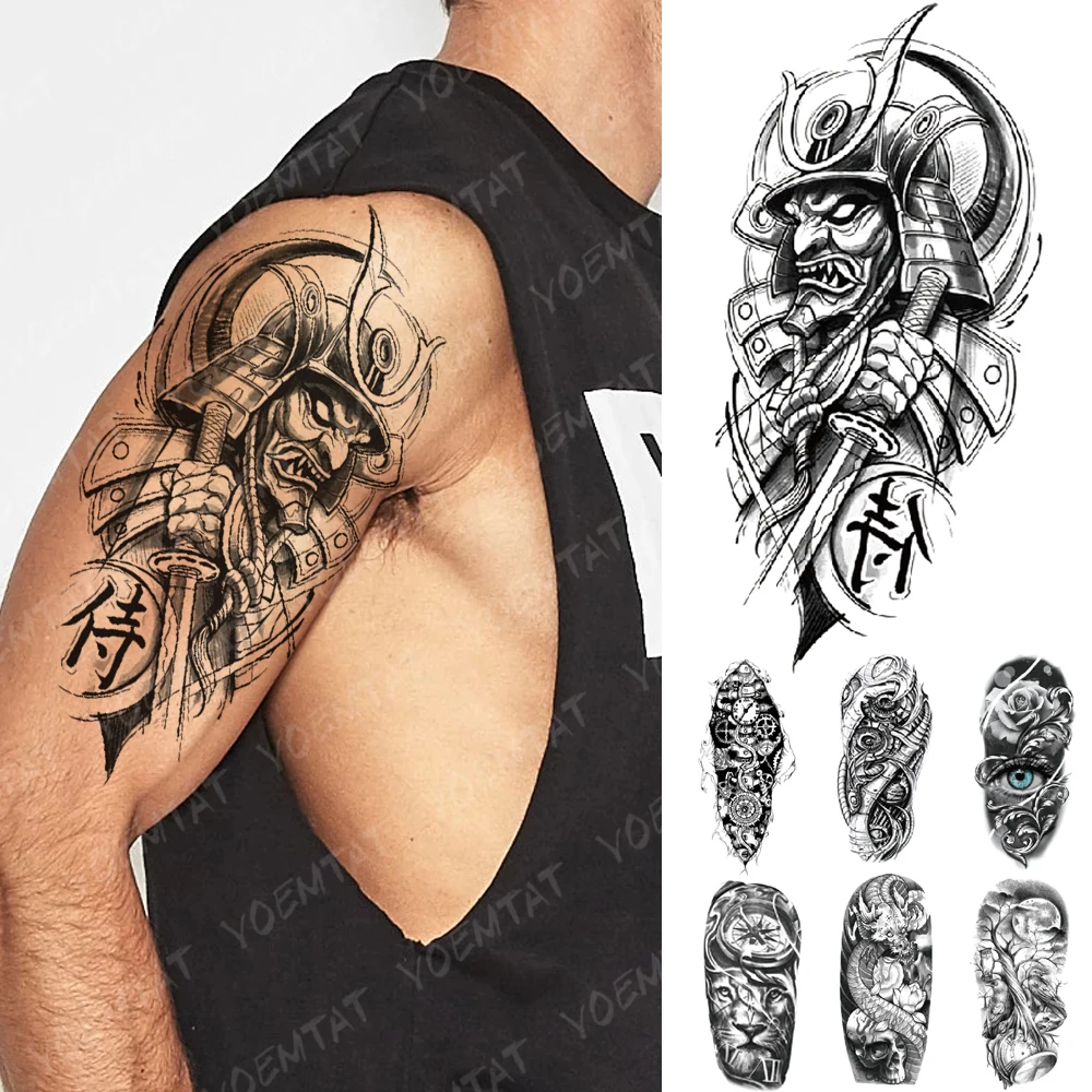 Top Trends: Waterproof Temporary Tattoo Stickers Japanese Samurai Wolf Tiger Lion Body Art Transfer Fake Tato Men Women Flower Flash Tattoos Shoppable Styles