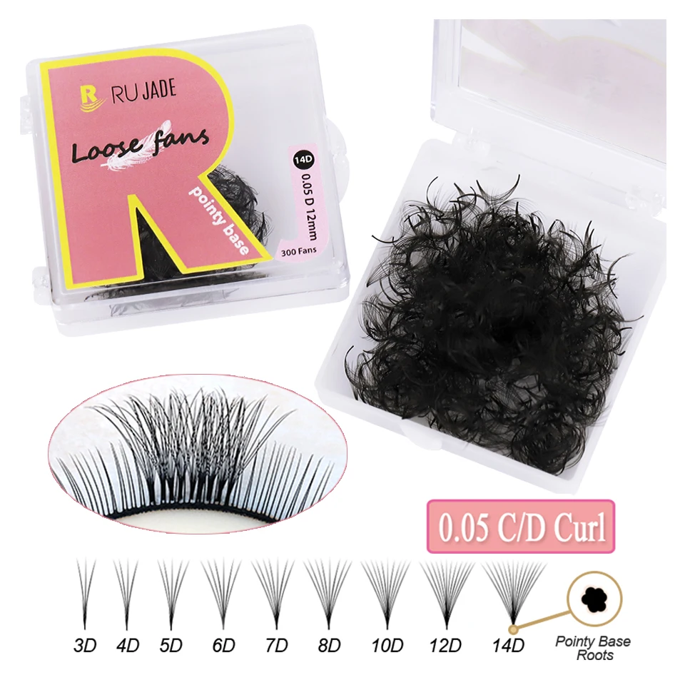 Top Trends: RUJADE 100 / 300 / 500 Fans Loose Fans Sharp Narrow Stem Premade Fans Lashes Loose Fan Lash Extensions Russia Volume Lash Extensions Shoppable Styles