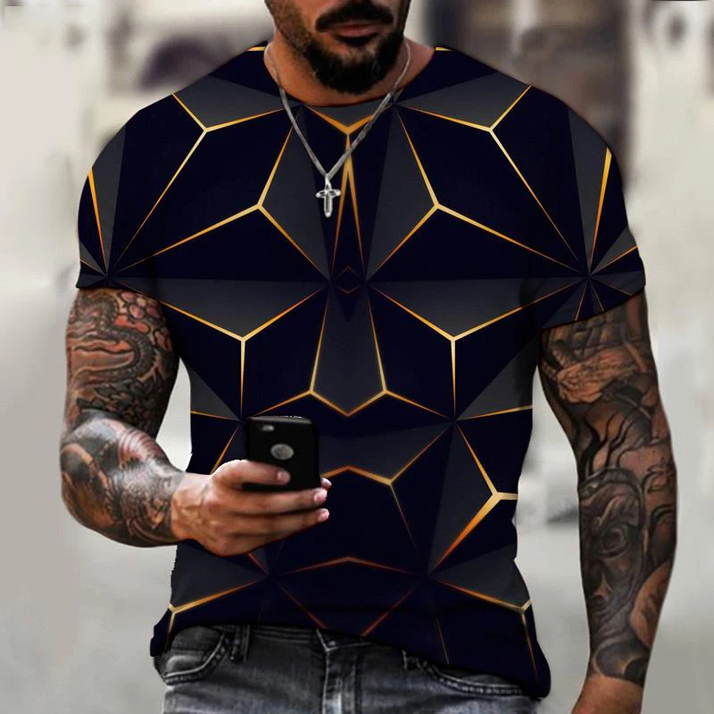 Top Trends: New Trend Fashion Hip Hop Harajuku Street 3D Diamond Print Pattern Men's Summer Leisure Sports Clothing Top Short Sleeve T-shirt Shoppable Styles