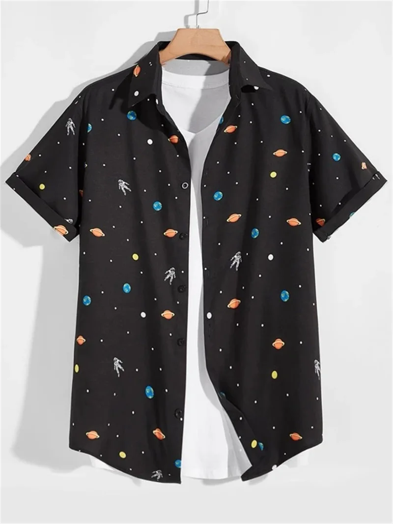 Top Trends: Men&#039;s Astronaut Printed Shirts 2023 Summer Hawaii Short Sleeved Shirt Men&#039;s Beach Breathable Tops Outdoor Street Men&#039;s Clothing Shoppable Styles