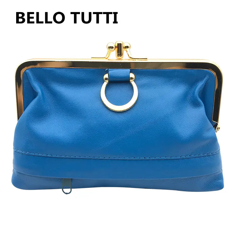 Top Trends: BELLO TUTTI Genuine Leather Women Purses Metal Farme Coin Purse Sheepskin Card Holder Coin Wallet Female Girls Change Purse Bag Shoppable Styles