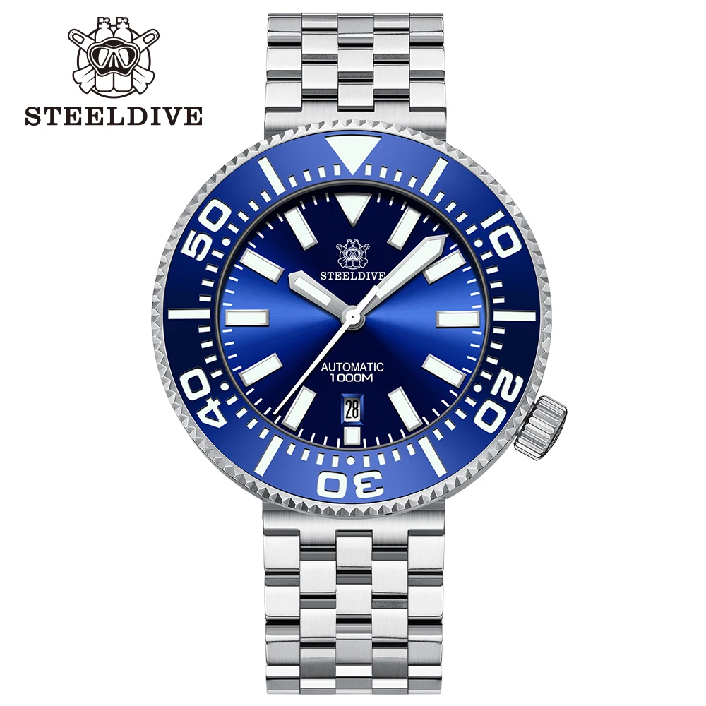 Top Trends: STEELDIVE SD1976P Blue Dial 316L Case Sapphire Glass 48MM One-Piece Case NH35 Automatic Movement 1000M Waterproof Men Dive Watch Shoppable Styles