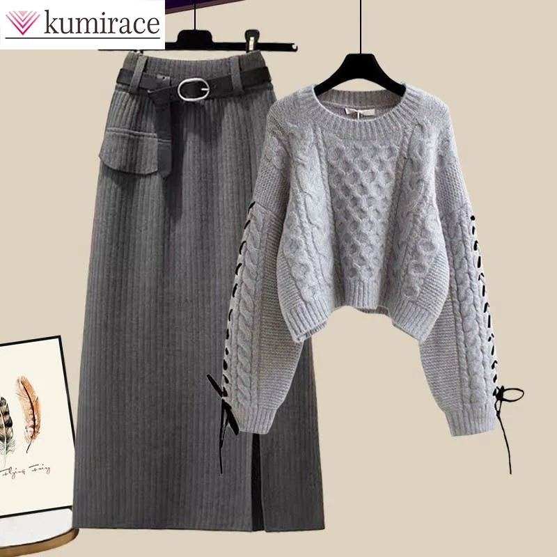 Top Trends: Large Women&#039;s Winter Set Women&#039;s 2023 New Korean Sweater High Waist Slim Half Skirt Two Piece Set Sweater Matching Setsskirt Set Shoppable Styles