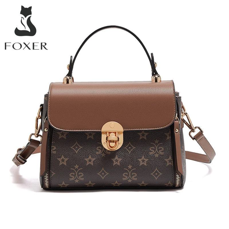 Top Trends: FOXER Women PVC Leather Messenger Flap Bag Vintage Signature Retro Fashion Female Handbag Casual Lady PU Shoulder Crossbody Bags Shoppable Styles