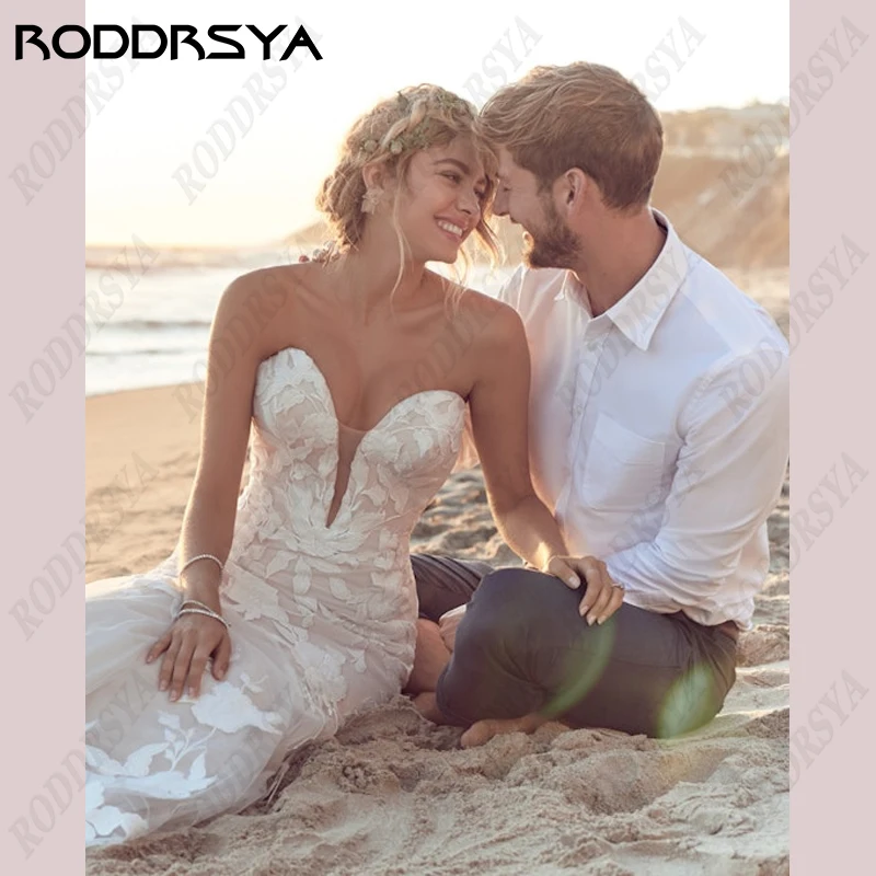 Top Trends: RODDRSYA Strapless Mermaid Wedding Dresses For Women Elegant Appliques Bridal Gown Tulle Backless Sleeveless Vestidos De Novia Shoppable Styles