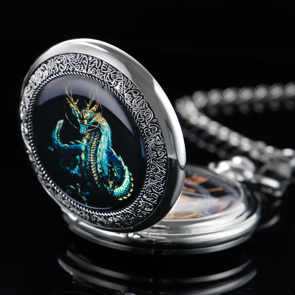 Top Trends: Exquisite Dragon Pattern Steel Embossed Mechanical Pocket Watch Vintage Gentleman Analog Signal Clock Women's Jewelry Gift Shoppable Styles