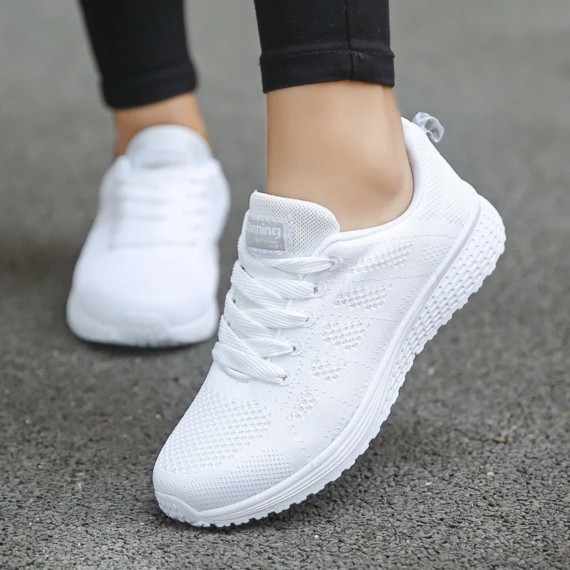 Top Trends: Women Casual Shoes Fashion Breathable Walking Mesh Flat Shoes Sneakers Women Gym Vulcanized Shoes White Female Footwear Shoppable Styles