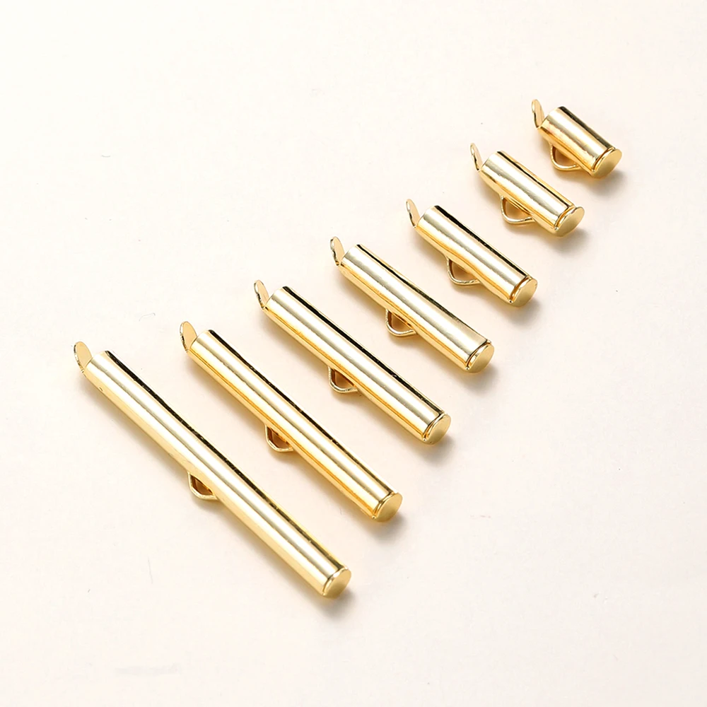 Top Trends: 10PCS 14 / 18K Gold Brass Side Crimp End Tube Slide Clasps Bracelet Earring Buckles Connectors DIY Jewelry Making Findings Shoppable Styles