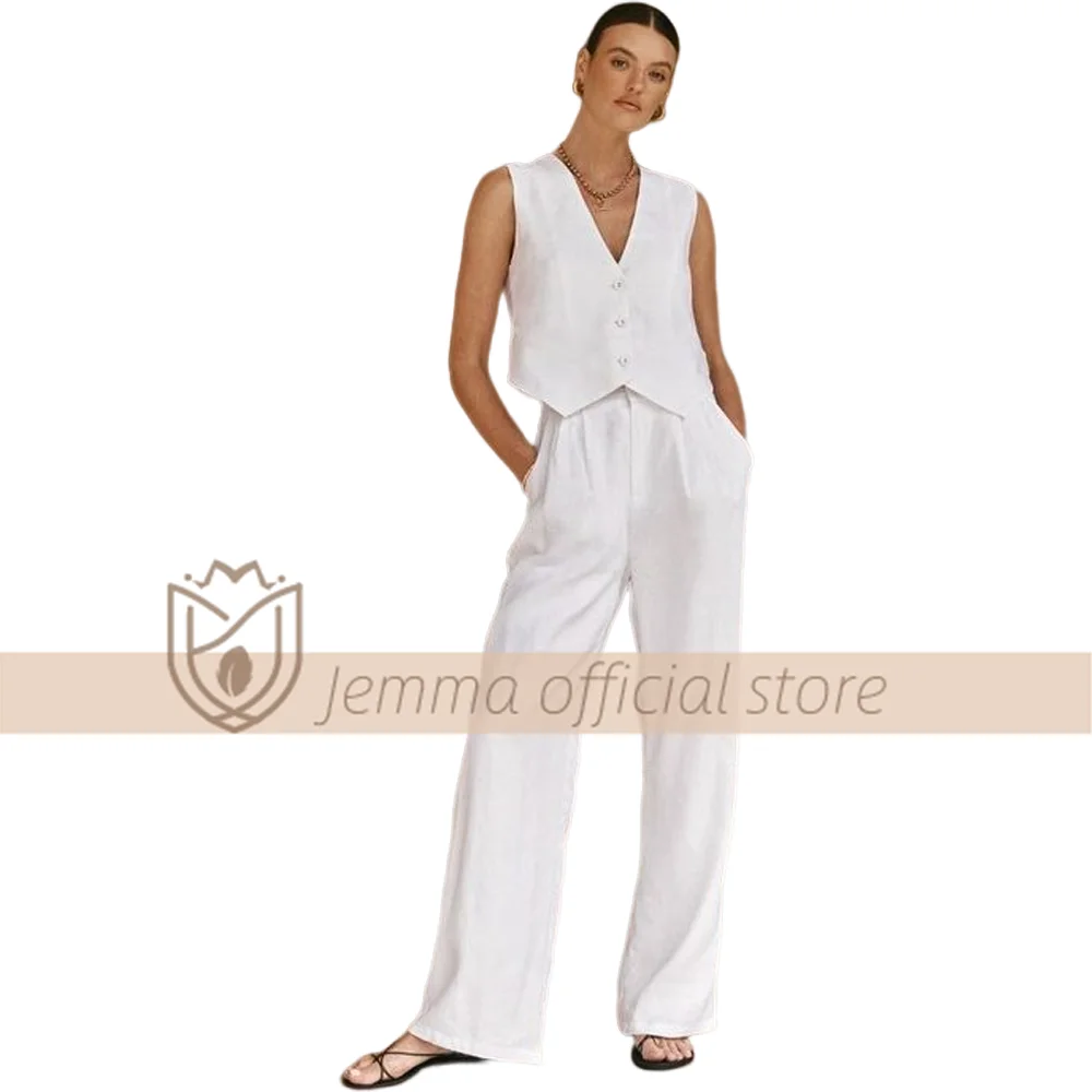 Top Trends: Women&#039;s Linen Vest And Trousers 2-Piece Set - Fashionable, Thin, Comfortable, Slim Fit And Elegant Suit, Customized Suit Suit Shoppable Styles