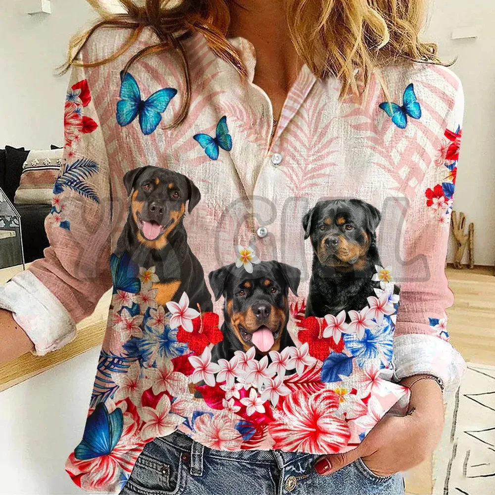 Top Trends: YX GIRL Rottweiler Floral Casual Shirt 3D Printed Button-down Shirt Casual Unique Streewear Shoppable Styles