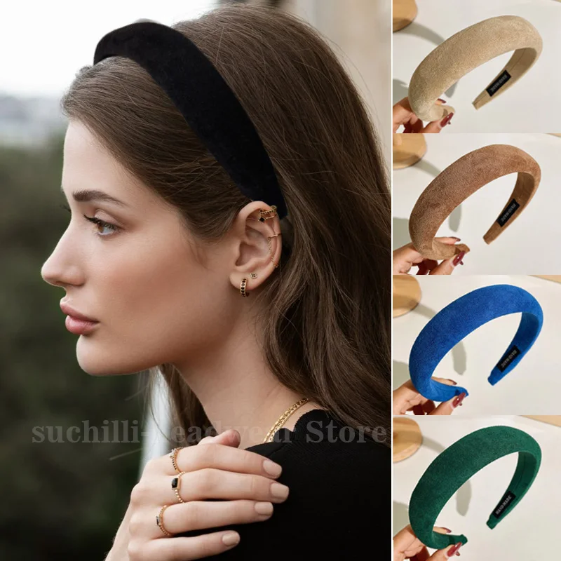 Top Trends: Fashion Women&#039;s Hair Hoop Hairband Solid Plush Headband Wide Padded Headwear For Girls Chic Hair Band Headwear Hair Accessories Shoppable Styles