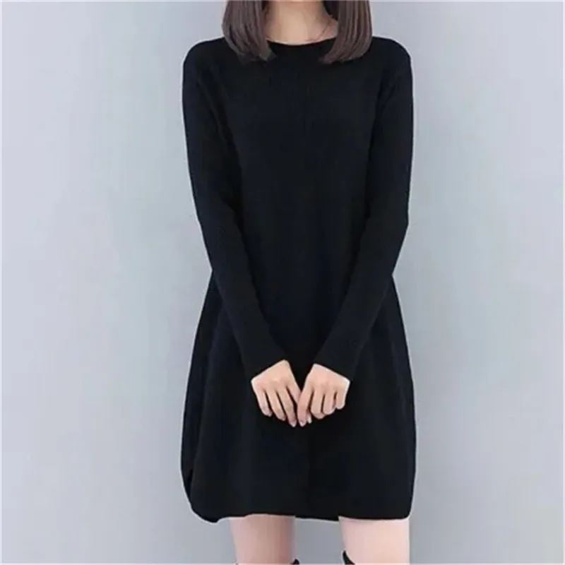 Top Trends: Ladies Mid-Long Sweaters Dress Autumn Winter Knitted Sweater Women Pullover 2023 New Warm O-Neck Loose Jumper Female Tops S-3XL Shoppable Styles - Image 4