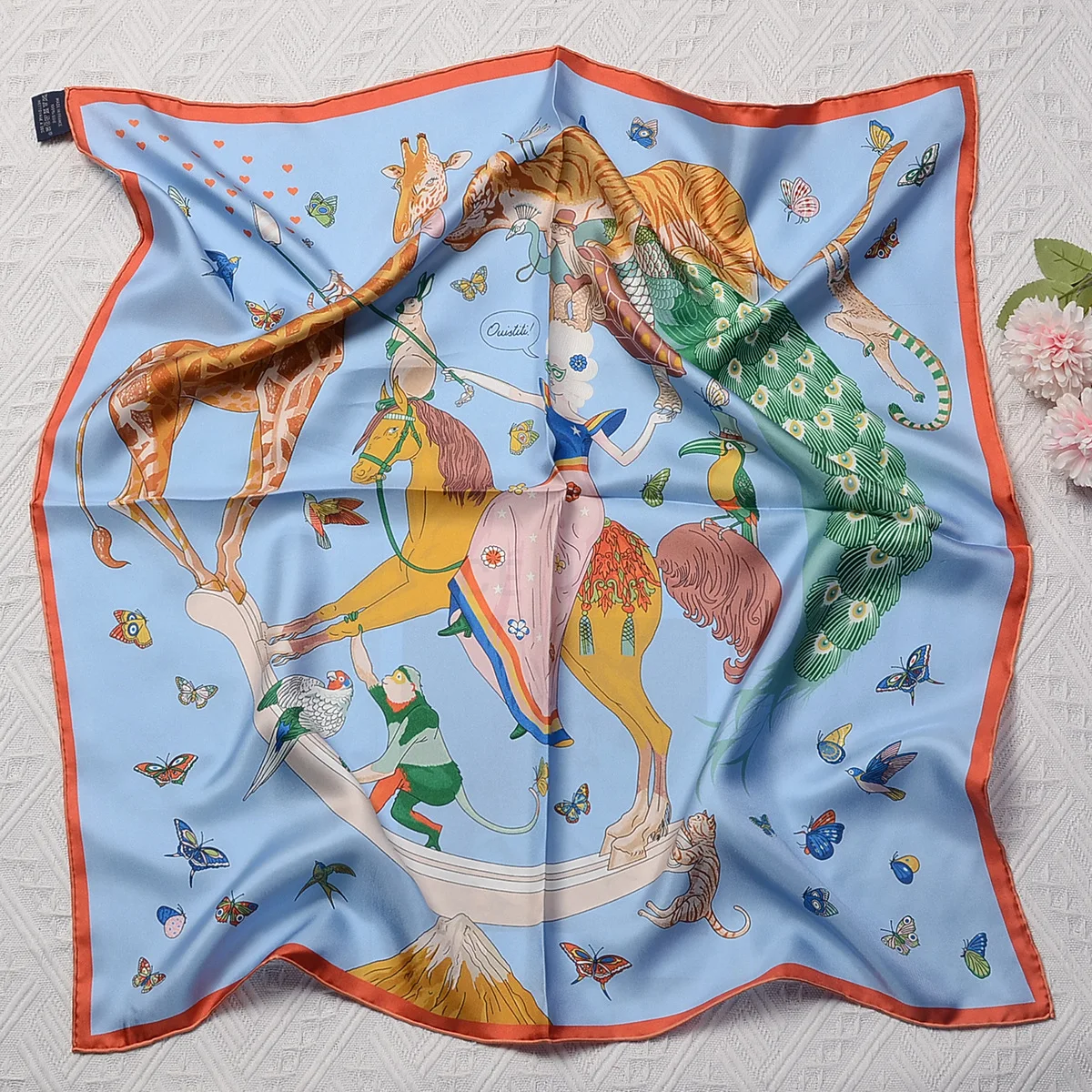 Top Trends: 70cm New Design Animals Horse 100% Silk Scarf Women Brand Square Scarf Shawl Hijab Bandana Foulard Hand Rolled Edges Neckerchief Shoppable Styles