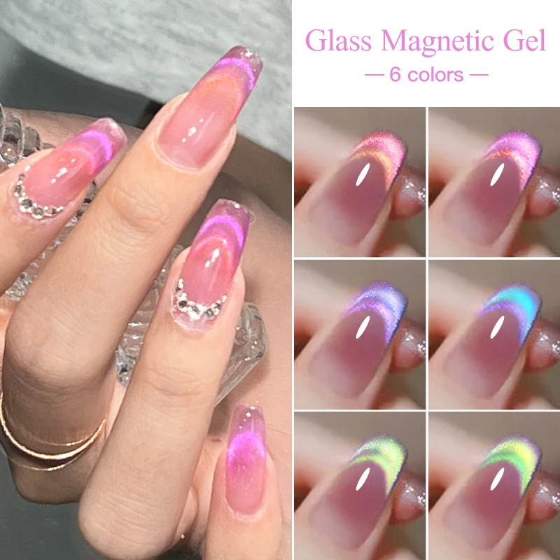 Top Trends: 7ml Double Light Cat Magnetic Gel Nail Polish Glitter Crystal Jelly Rainbow Magnetic Gel Semi-Permanent Soak Off UV LED Varnish Shoppable Styles - Image 5