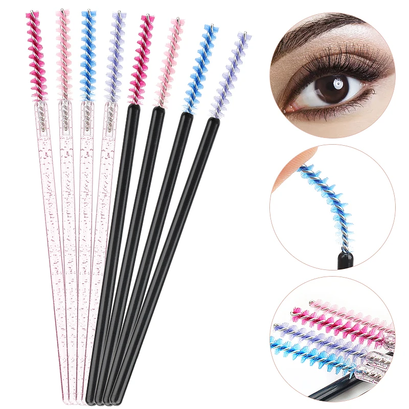 Top Trends: NEW 50Pcs Makeup Eyelash Brushes Disposable Crystal Eyebrow Brush Diamond Handle Mascara Wand Applicator Lashes Extension Tools Shoppable Styles