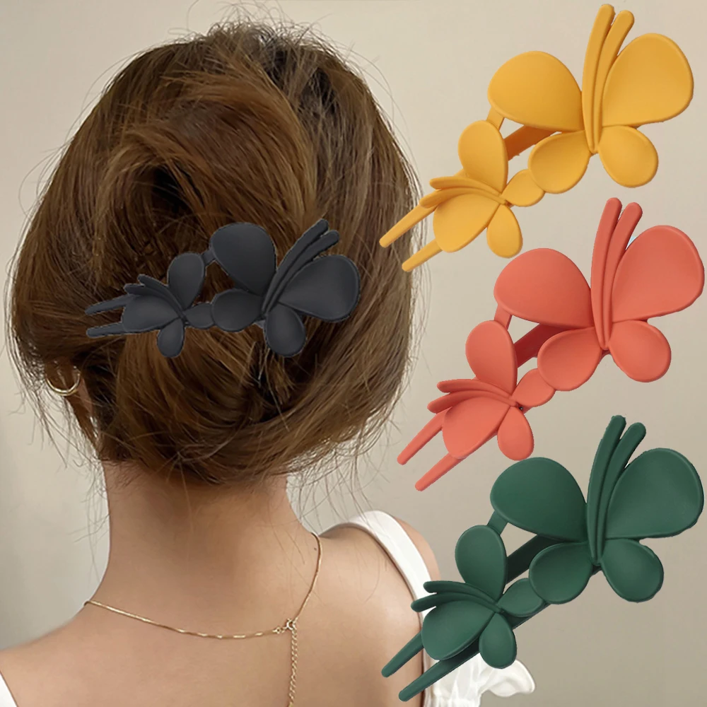 Top Trends: Solid Color Butterfly Hairpin Fashion Barrette Acrylic Hair Clips Claw Duckbill Ponytail Styling Headwear Women Hair Accessories Shoppable Styles